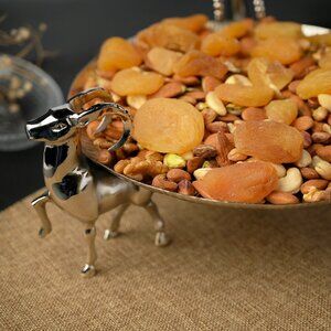 Artreestry Deer Brass Metal Round Serving Tray Silver